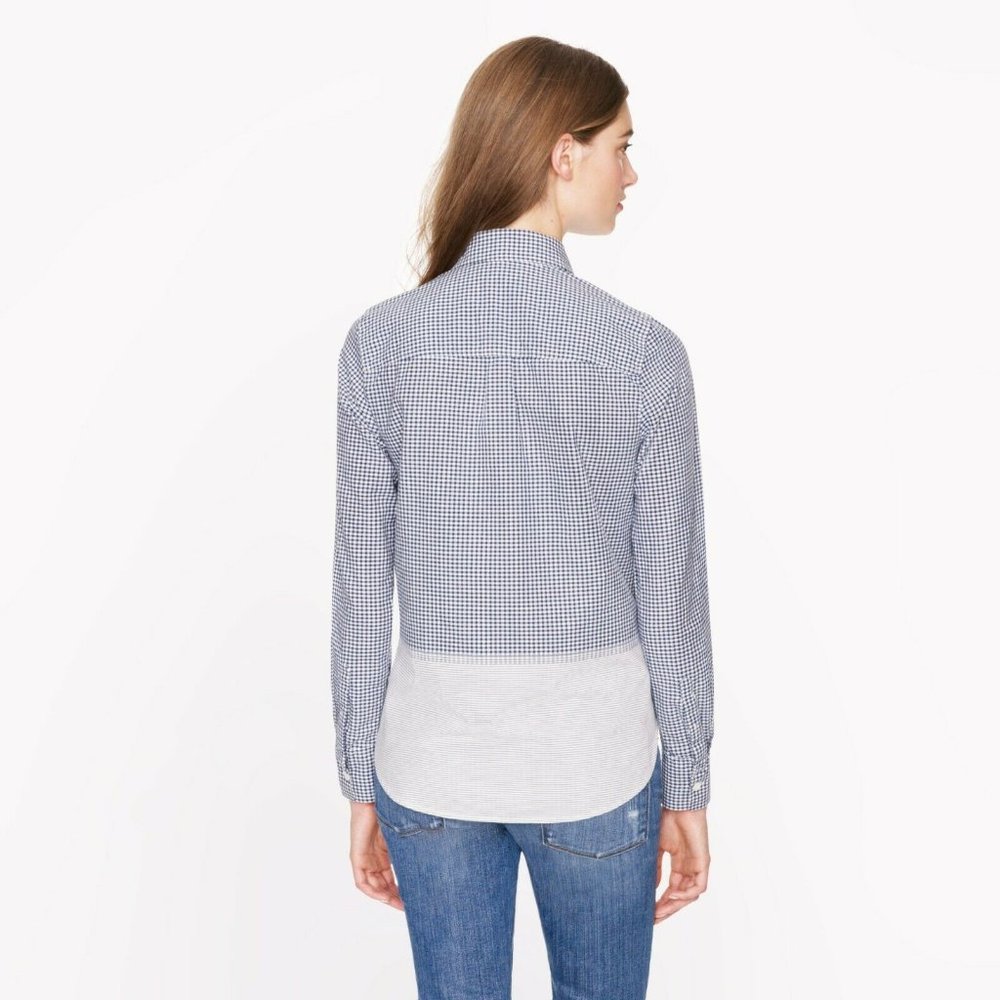 J.Crew Mixed gingham Print Popover Blouse - Picture 3 of 9